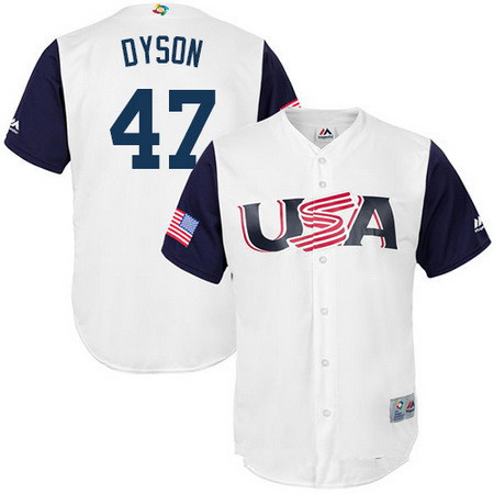 Men's Team USA Baseball Majestic #47 Sam Dyson White 2017 World Baseball Classic Stitched Replica Jersey