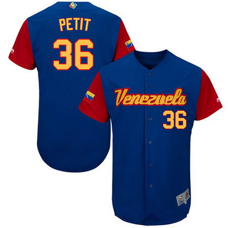 Men's Team Venezuela Baseball Majestic #36 Yusmeiro Petit Royal Blue 2017 World Baseball Classic Stitched Authentic Jersey