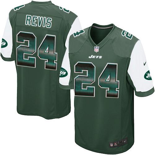 Nike Jets #24 Darrelle Revis Green Team Color Men's Stitched NFL Limited Strobe Jersey