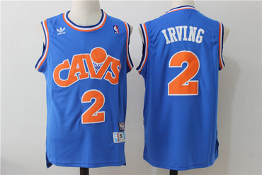 Men's Cleveland Cavaliers #2 Kyrie Irving Blue Hardwood Classics Soul Swingman Throwback Jersey