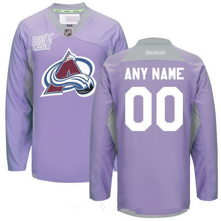 Men's Colorado Avalanche Purple Pink Custom Reebok Hockey Fights Cancer Practice Jersey