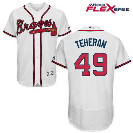 Men's Atlanta Braves #49 Julio Teheran White Home Stitched MLB Majestic Flex Base Jersey