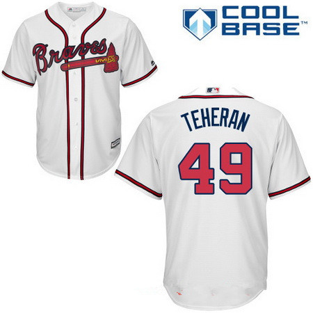 Men's Atlanta Braves #49 Julio Teheran White Home Stitched MLB Majestic Cool Base Jersey