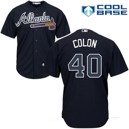 Men's Atlanta Braves #40 Bartolo Colon Navy Blue Alternate Stitched MLB Majestic Cool Base Jersey