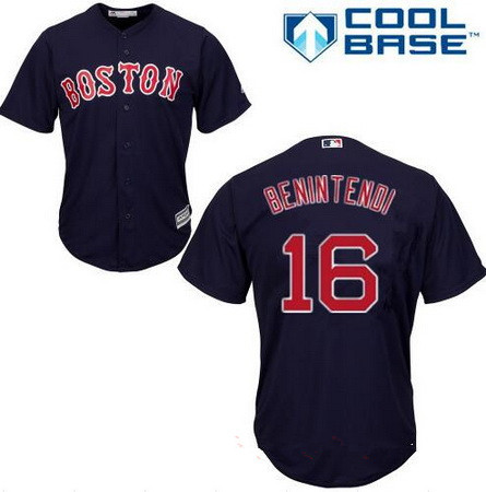 Men's Boston Red Sox #16 Andrew Benintendi Navy Blue Alternate Stitched MLB Majestic Cool Base Jersey