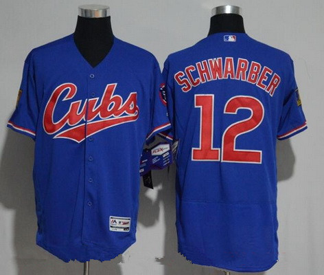 Men's Chicago Cubs #12 Kyle Schwarber Royal Blue 1994 Turn Back The Clock Stitched MLB Majestic Flex Base Jersey