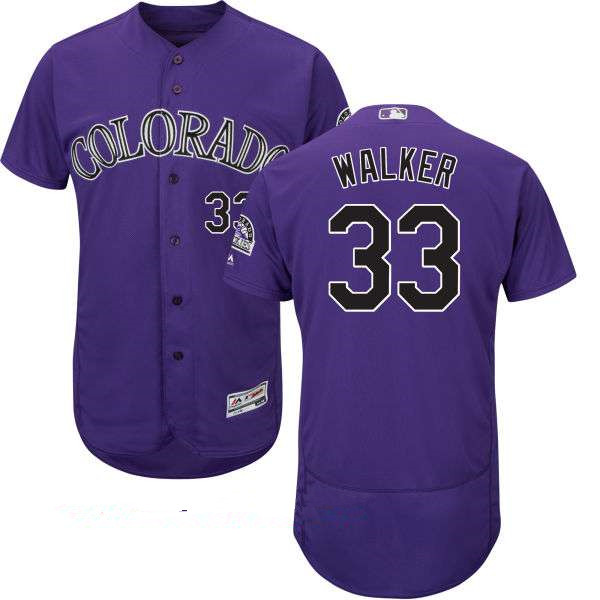 Men's Colorado Rockies #33 Larry Walker Retired Purple Stitched MLB Majestic Flex Base Jersey