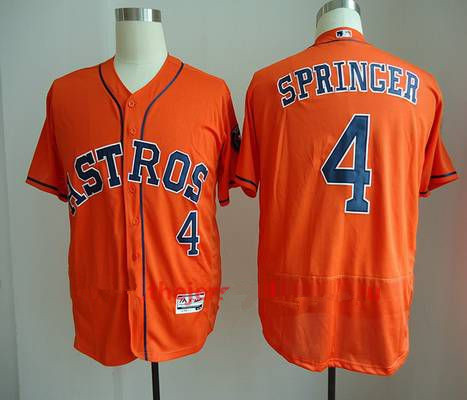 Men's Houston Astros #4 George Springer Orange Stitched MLB Majestic Flex Base Jersey