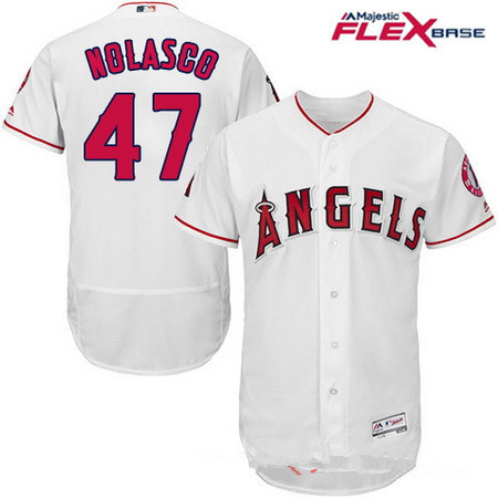 Men's Los Angeles Angels of Anaheim #47 Ricky Nolasco White Home Stitched MLB Majestic Flex Base Jersey