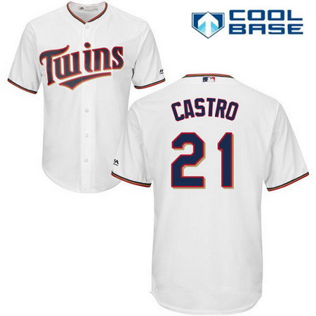 Men's Minnesota Twins #21 Jason Castro White Home Stitched MLB Majestic Cool Base Jersey