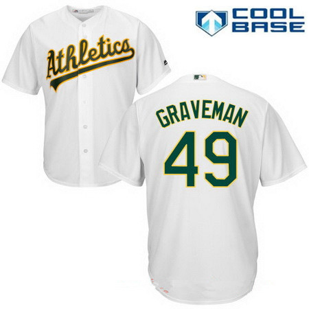 Men's Oakland Athletics #49 Kendall Graveman White Home Stitched MLB Majestic Cool Base Jersey