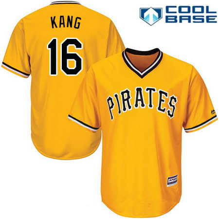 Men's Pittsburgh Pirates #16 Jung-ho Kang Yellow Pullover Stitched MLB Majestic Cool Base Jersey