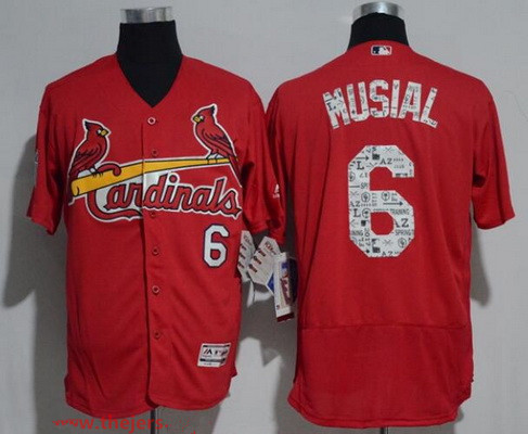 Men's St. Louis Cardinals #6 Stan Musial Retired Red 2017 Spring Training Stitched MLB Majestic Flex Base Jersey