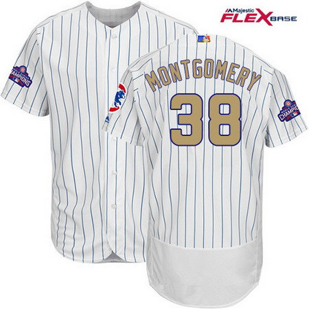 Men's Majestic Chicago Cubs #38 Mike Montgomery White 2017 Gold Program Flexbase Authentic Collection MLB Jersey