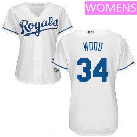 Women's Kansas City Royals #34 Travis Wood White Cool Base MLB Jersey