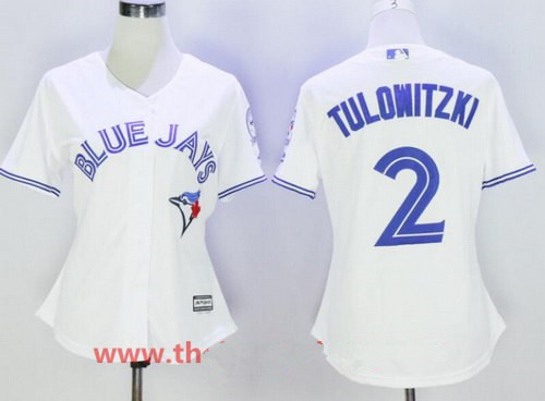 Women's Toronto Blue Jays #2 Troy Tulowitzki White Home Stitched MLB Majestic Cool Base Jersey