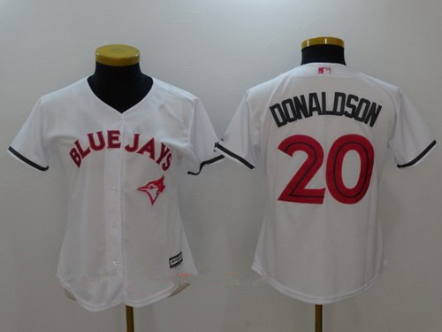 Women's Toronto Blue Jays #20 Josh Donaldson White with Pink Mother's Day Stitched MLB Majestic Cool Base Jersey