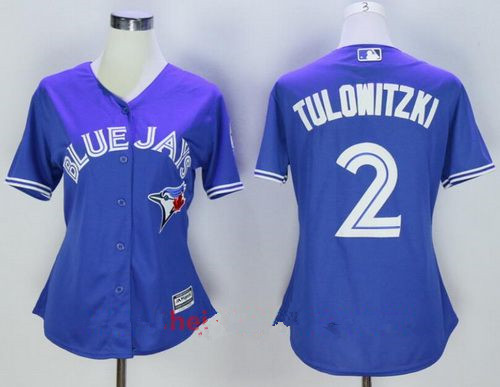 Women's Toronto Blue Jays #2 Troy Tulowitzki Royal Blue Stitched MLB Majestic Cool Base Jersey