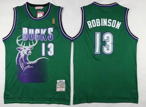 Men's Milwaukee Bucks #13 Glenn Robinson Green Hardwood Classics Soul Swingman Throwback Jersey