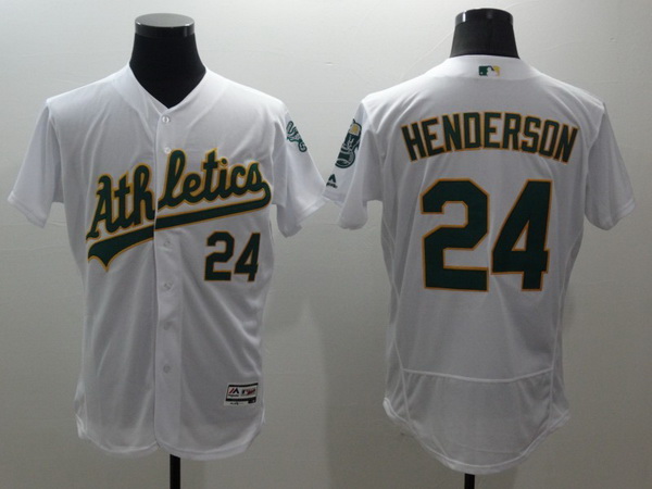 Men's Oakland Athletics #24 Rickey Henderson White Flex Base 2016 MLB Retired Player Baseball Jersey