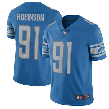 Nike Lions #91 A'Shawn Robinson Blue Team Color Men's Stitched NFL Limited Jersey