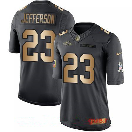 Men's Baltimore Ravens #23 Tony Jefferson Anthracite Gold 2016 Salute To Service Stitched NFL Nike Limited Jersey