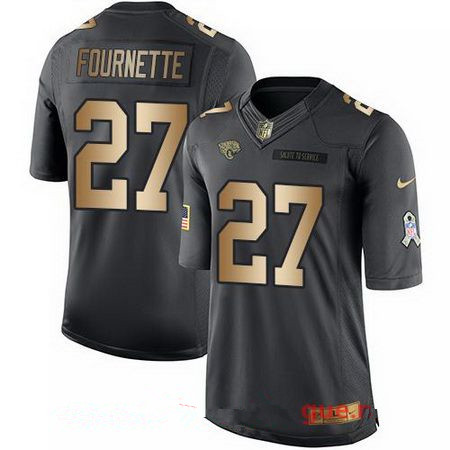 Men's Jacksonville Jaguars #27 Leonard Fournette Anthracite Gold 2016 Salute To Service Stitched NFL Nike Limited Jersey