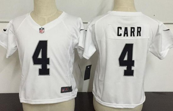 Toddler Oakland Raiders #4 Derek Carr White Road Stitched NFL Nike Game Jersey