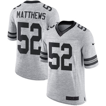 Nike Green Bay Packers #52 Clay Matthews Gray Men's Stitched NFL Limited Gridiron Gray II Jersey