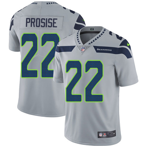 Nike Seattle Seahawks #22 C. J. Prosise Grey Alternate Men's Stitched NFL Vapor Untouchable Limited Jersey