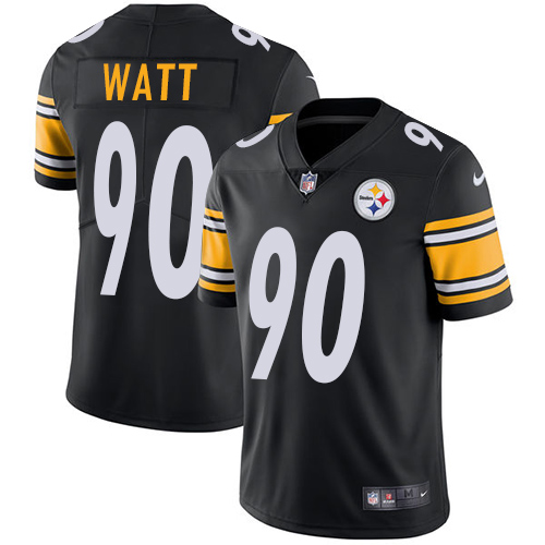 Nike Pittsburgh Steelers #90 T. J. Watt Black Team Color Men's Stitched NFL Vapor Untouchable Limited Jersey