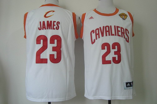 Men's Cleveland Cavaliers #23 LeBron James 2017 The NBA Finals Patch White Swingman Jersey