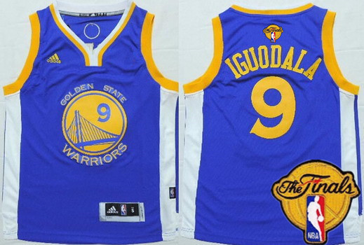 Youth Golden State Warriors #9 Andre Iguodala Blue 2017 The NBA Finals Patch Jersey