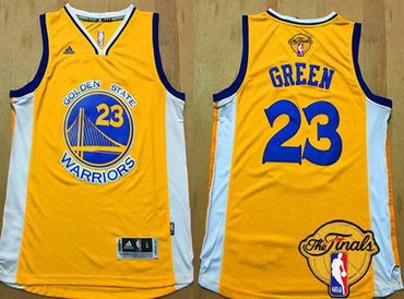 Men's Golden State Warriors #23 Draymond Green Yellow 2017 The NBA Finals Patch Jersey