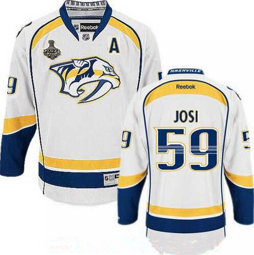 Men's Nashville Predators #59 Roman Josi White 2017 Stanley Cup Finals A Patch Stitched NHL Reebok Hockey Jersey