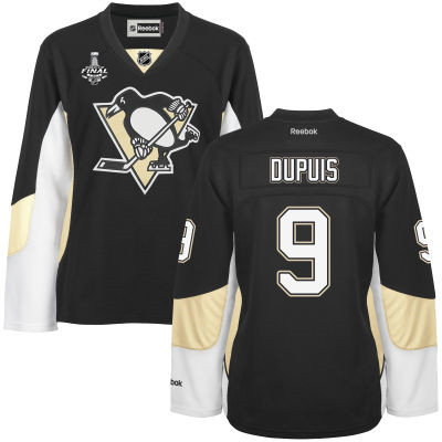 Women's Pittsburgh Penguins #9 Pascal Dupuis Black Team Color 2017 Stanley Cup NHL Finals Patch Jersey