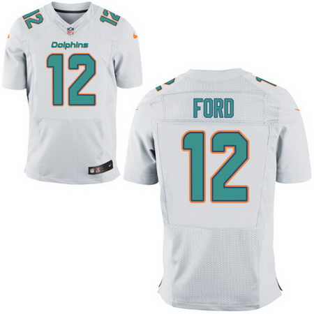 Men's 2017 NFL Draft Miami Dolphins #12 Isaiah Ford White Road Stitched NFL Nike Elite Jersey