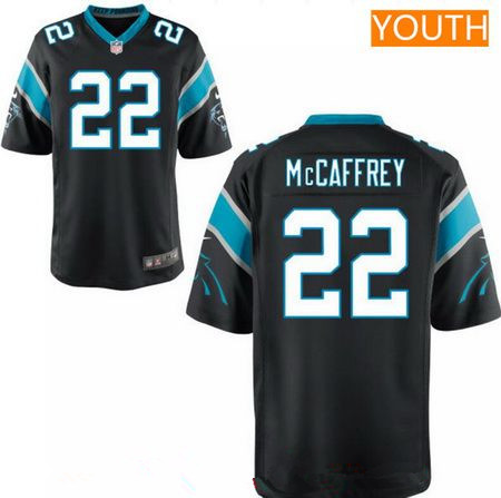 Youth 2017 NFL Draft Carolina Panthers #22 Christian McCaffrey Black Team Color Stitched NFL Nike Game Jersey