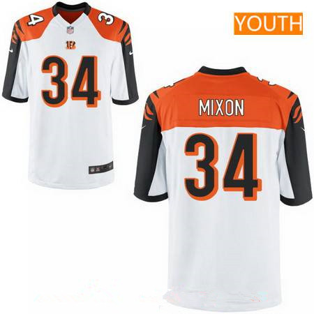 Youth 2017 NFL Draft Cincinnati Bengals #34 Joe Mixon White Road Stitched NFL Nike Game Jersey