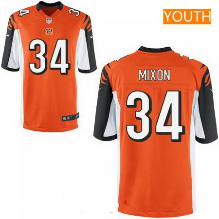 Youth 2017 NFL Draft Cincinnati Bengals #34 Joe Mixon Orange Team Color Stitched NFL Nike Game Jersey