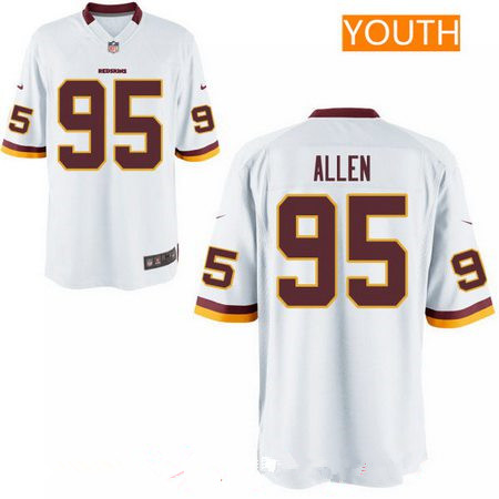 Youth 2017 NFL Draft Washington Redskins #95 Jonathan Allen White Road Stitched NFL Nike Game Jersey