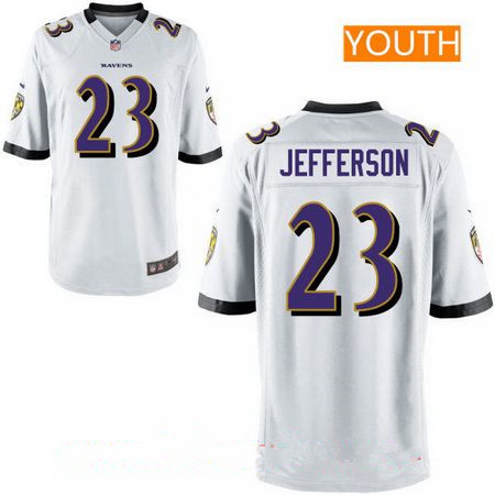 Youth Baltimore Ravens #23 Tony Jefferson White Road Stitched NFL Nike Game Jersey