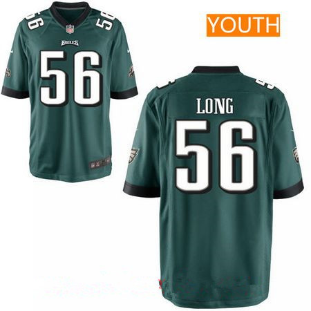 Youth Philadelphia Eagles #56 Chris Long Midnight Green Team Color Stitched NFL Nike Game Jersey