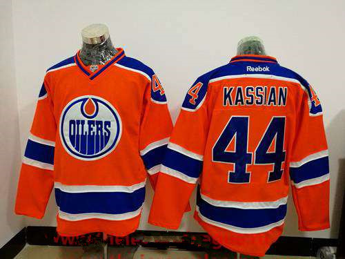 Men's Edmonton Oilers #44 Zack Kassian Orange Stitched NHL Reebok Hockey Jersey