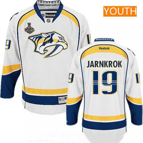 Youth Nashville Predators #19 Calle Jarnkrok White 2017 Stanley Cup Finals Patch Stitched NHL Reebok Hockey Jersey