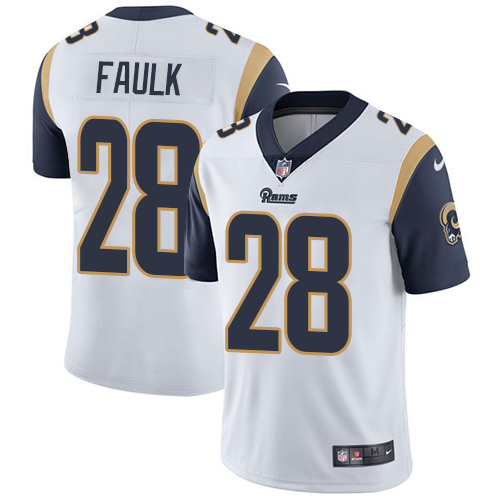 Nike Los Angeles Rams #28 Marshall Faulk White Men's Stitched NFL Vapor Untouchable Limited Jersey