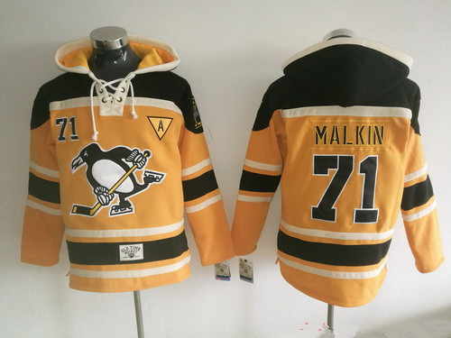 Men's Pittsburgh Penguins #71 Evgeni Malkin 2016 NEW Yellow Stitched NHL Old Time Hockey Hoodie