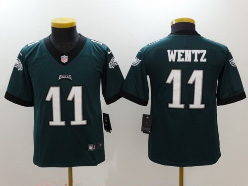 Youth Philadelphia Eagles #11 Carson Wentz Midnight Green 2017 Vapor Untouchable Stitched NFL Nike Limited Jersey