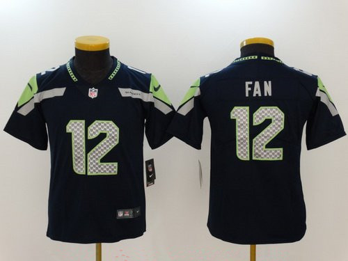 Youth Seattle Seahawks #12 12th Fan Navy Blue 2017 Vapor Untouchable Stitched NFL Nike Limited Jersey