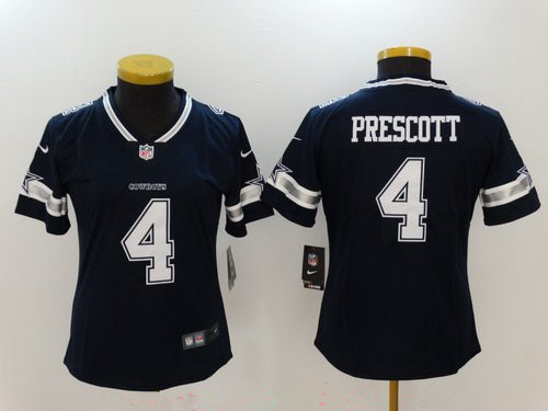 Women's Dallas Cowboys #4 Dak Prescott Navy Blue 2017 Vapor Untouchable Stitched NFL Nike Limited Jersey